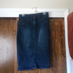 Stretchy Blue Denim Skirt